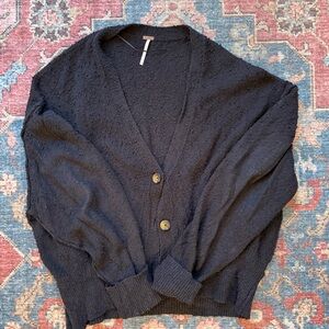 Free People Found My Friend Cardi Size Medium Black